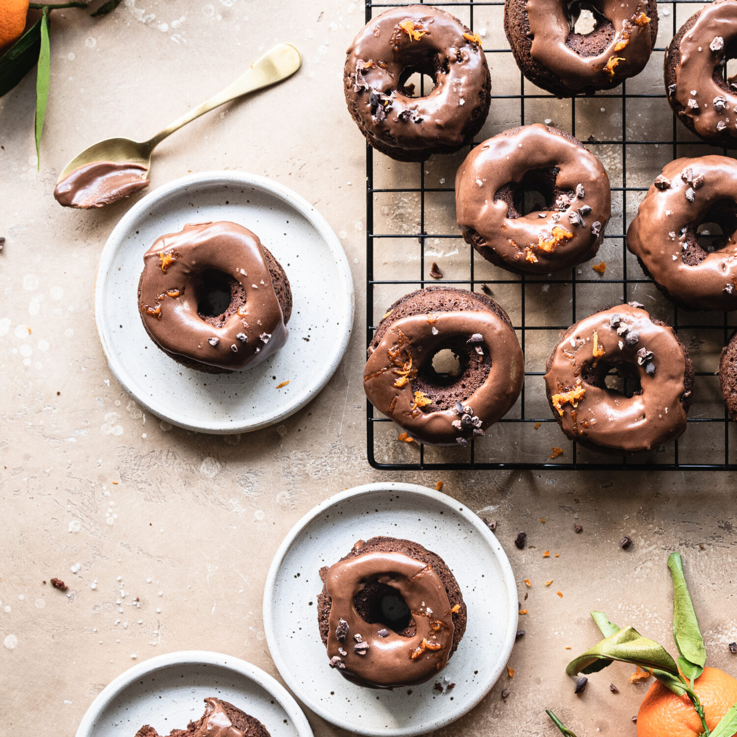 Baked Chocolate & Clementine Doughnuts