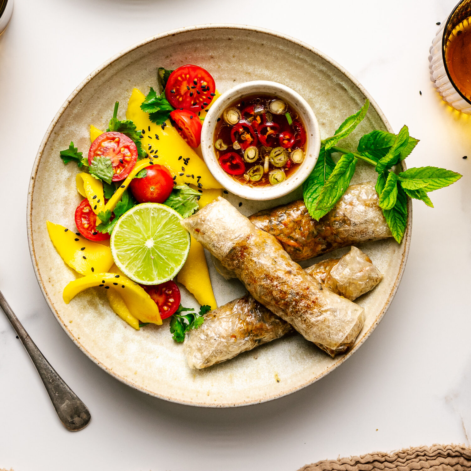 Vegan Rice Paper Rolls with Mango salad