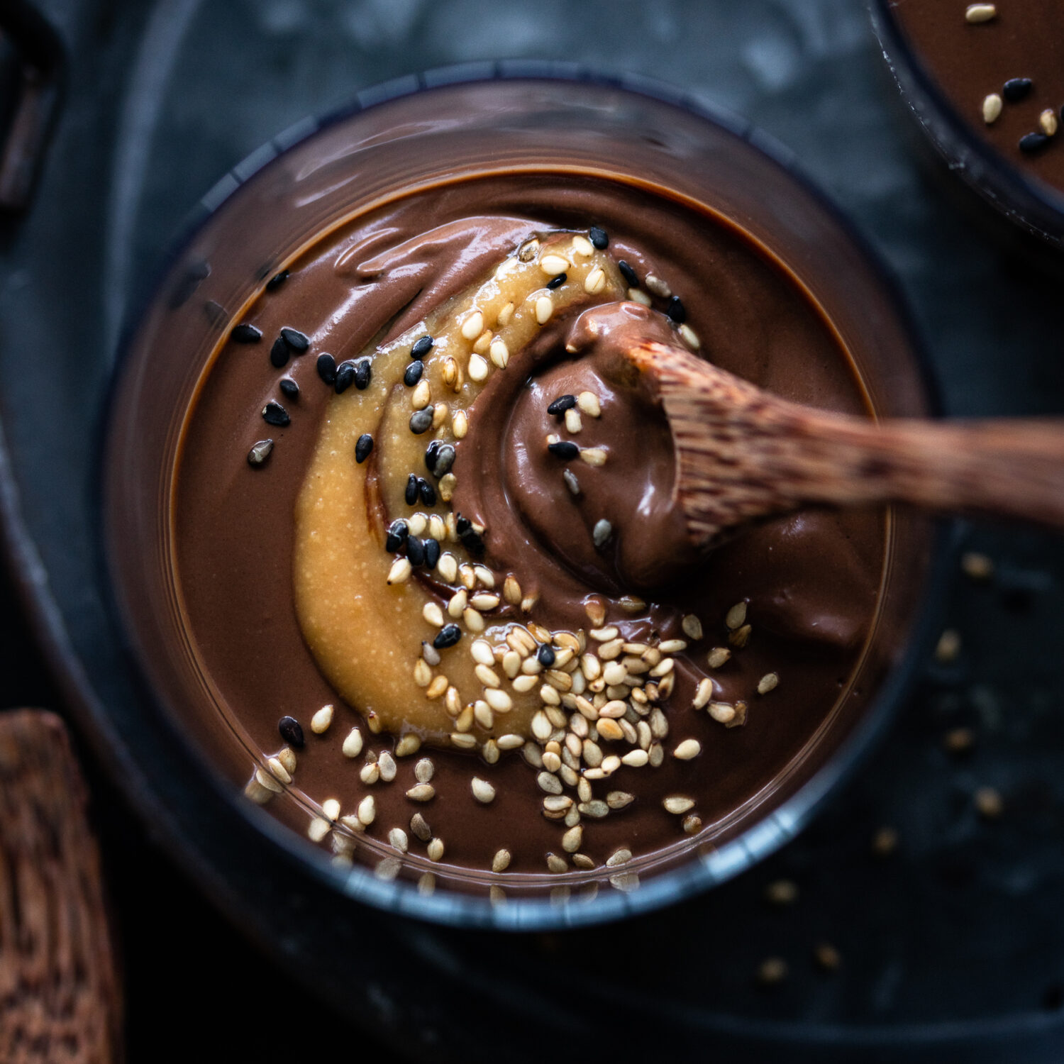 Chocolate Pudding with Miso Peanut Caramel