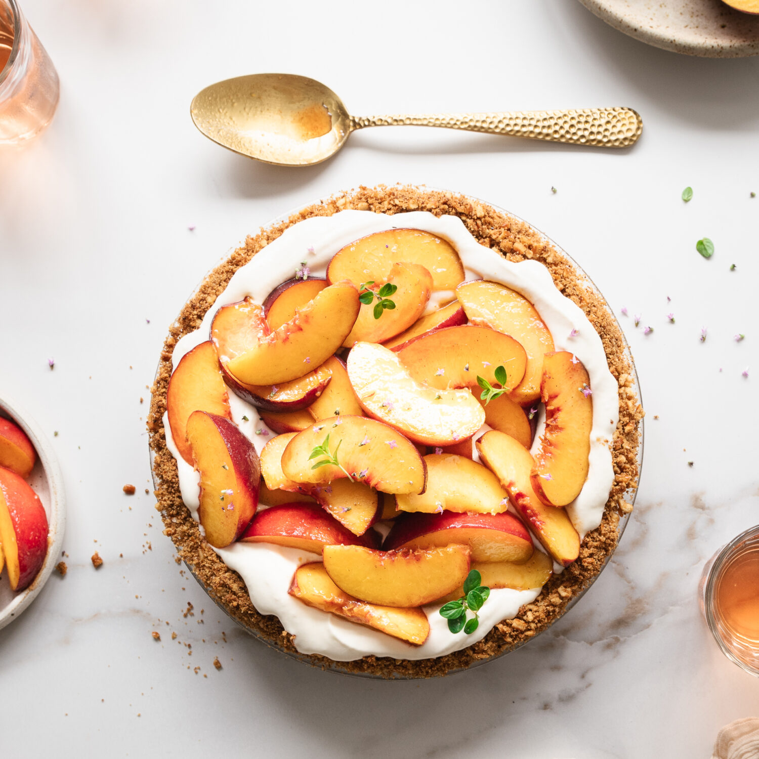 Peaches & Cream Salted Pretzel Pie