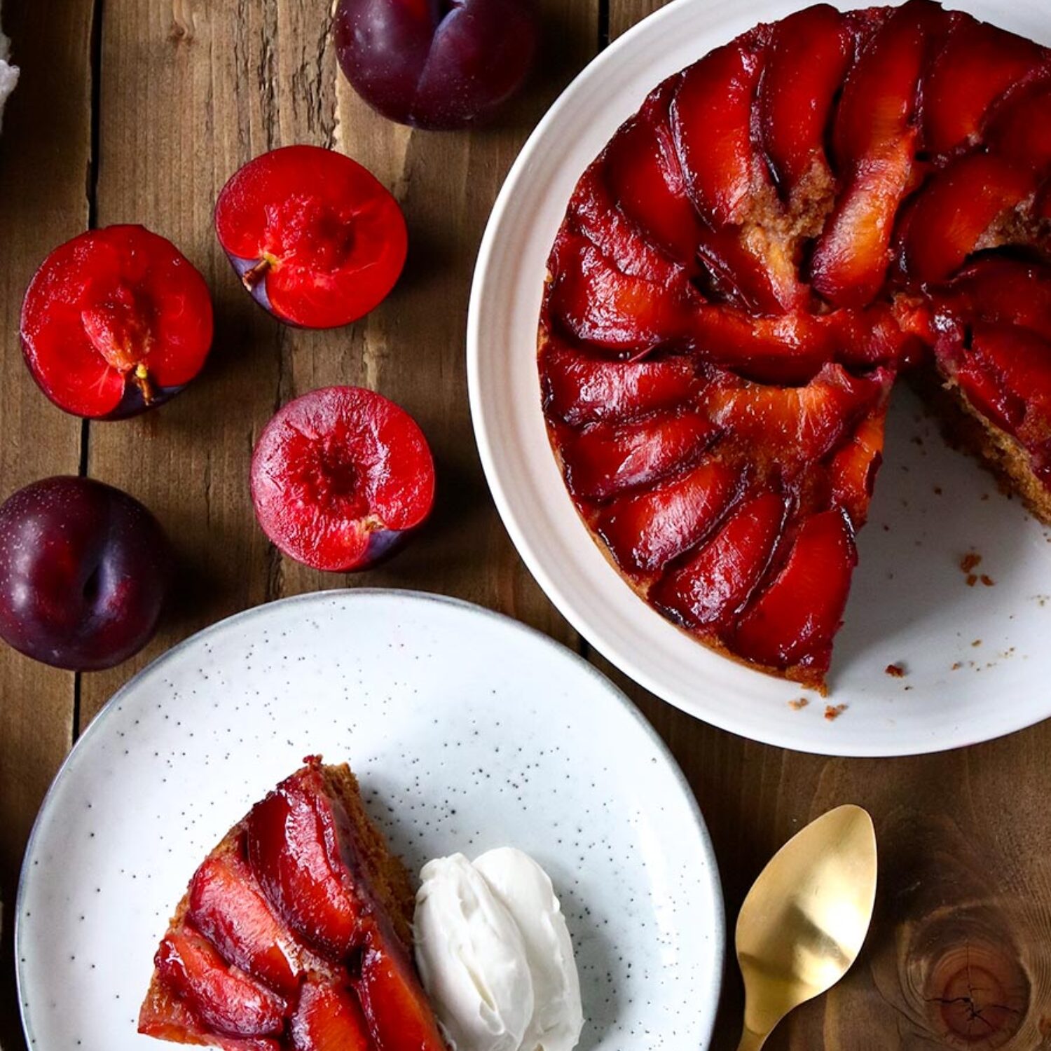 Chai Spiced Plum Upside Down Cake