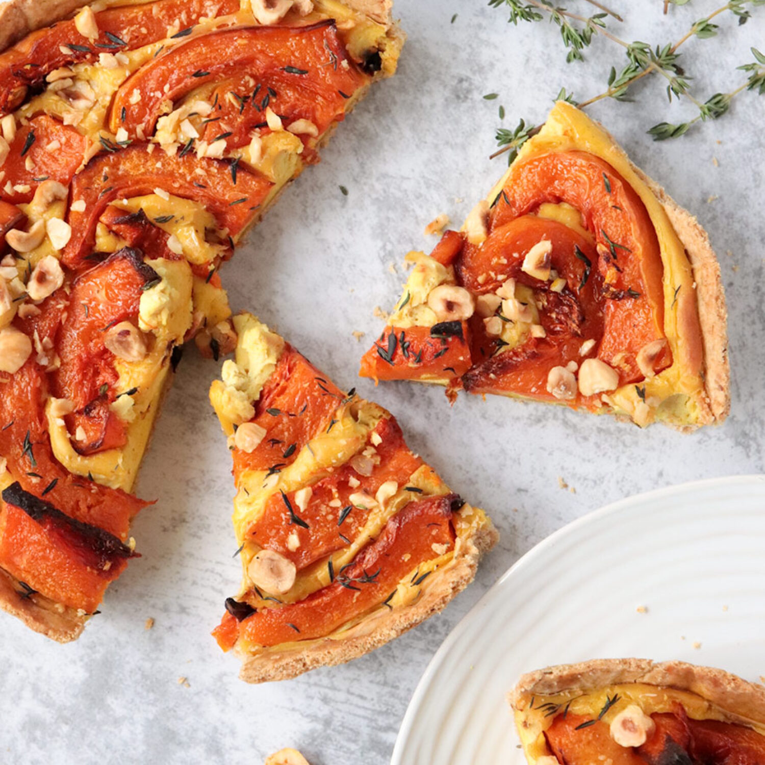 Butternut Squash, Hazelnut and Thyme Tart.