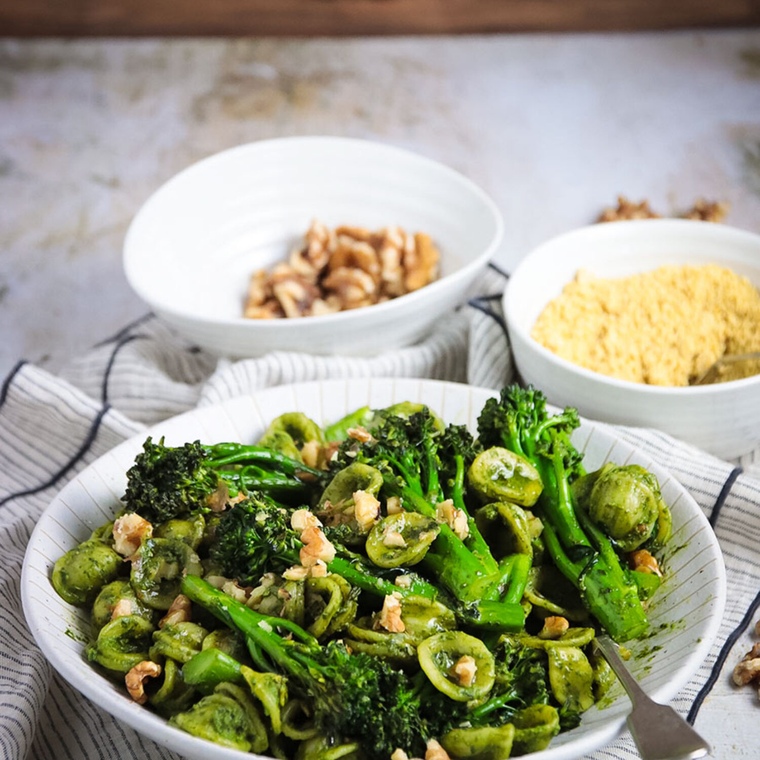 Orecchietta with Walnut Pesto and Roasted Broccoli