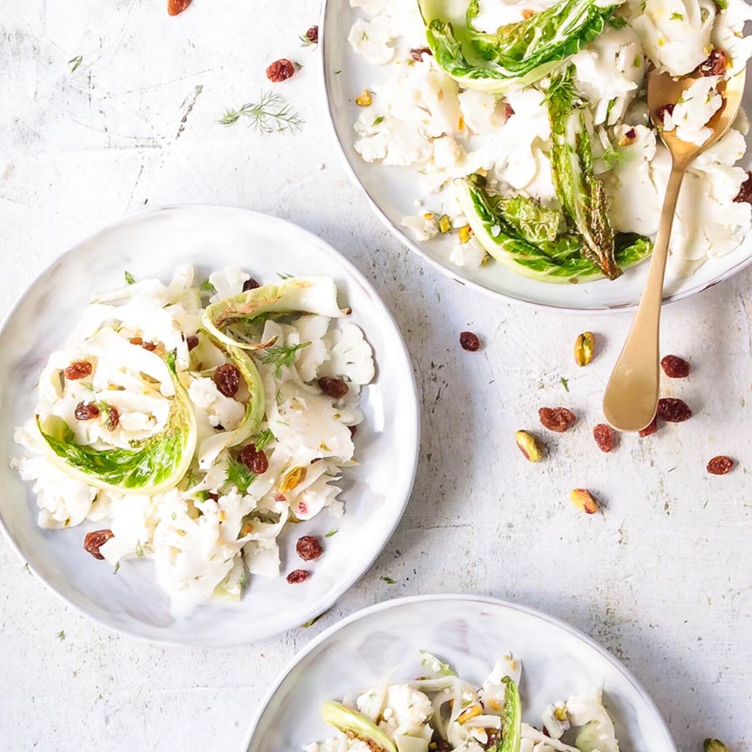 Sweet and Sour Shaved Cauliflower and Fennel salad