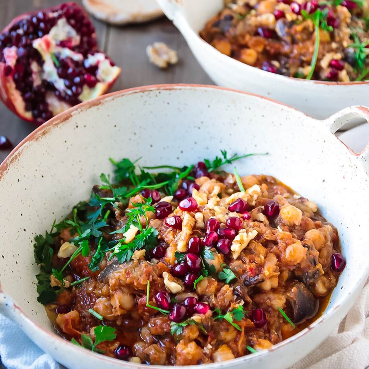 Aubergine, Chickpea and Tomato Stew with Harissa