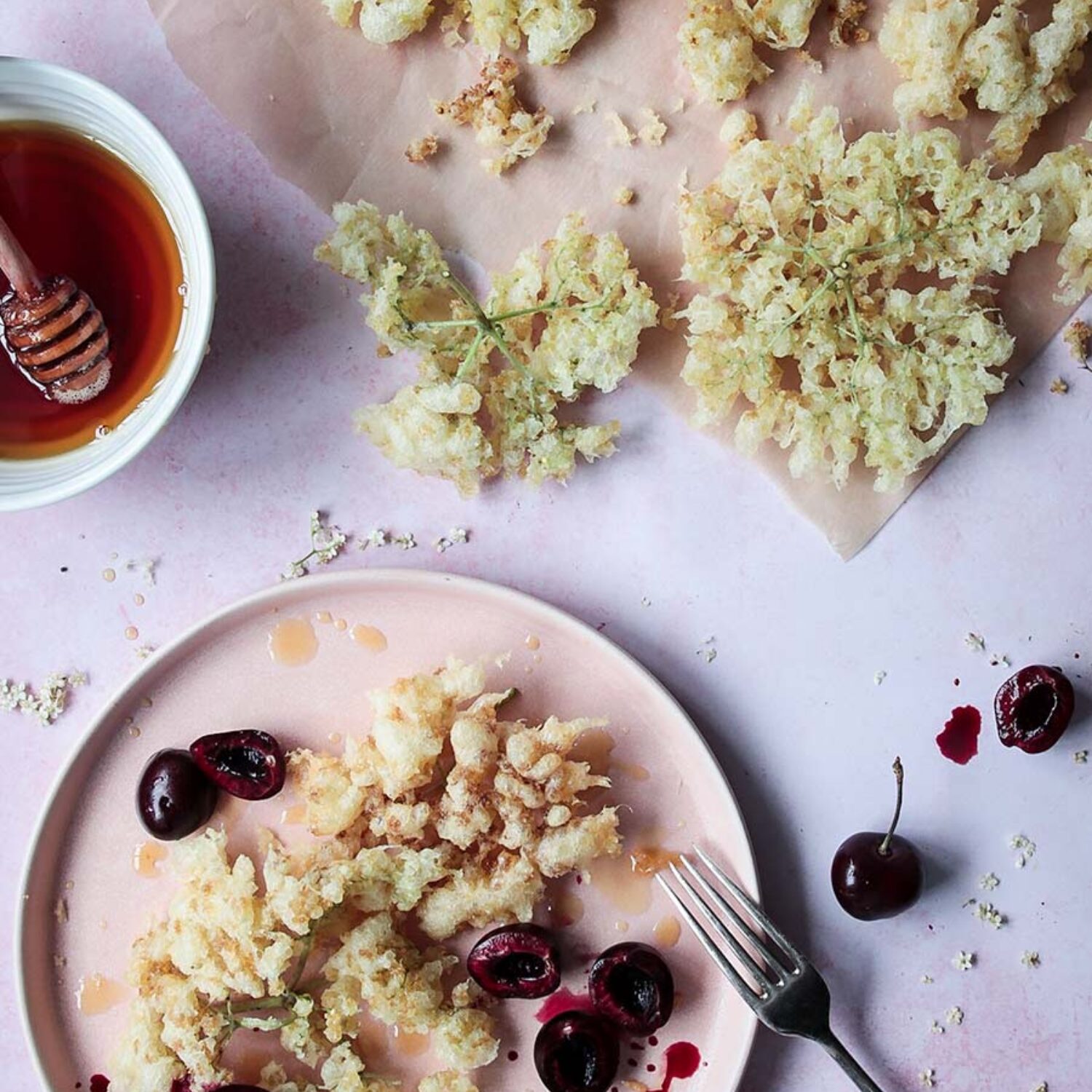 Elderflower Fritters with Orange Blossom Syrup