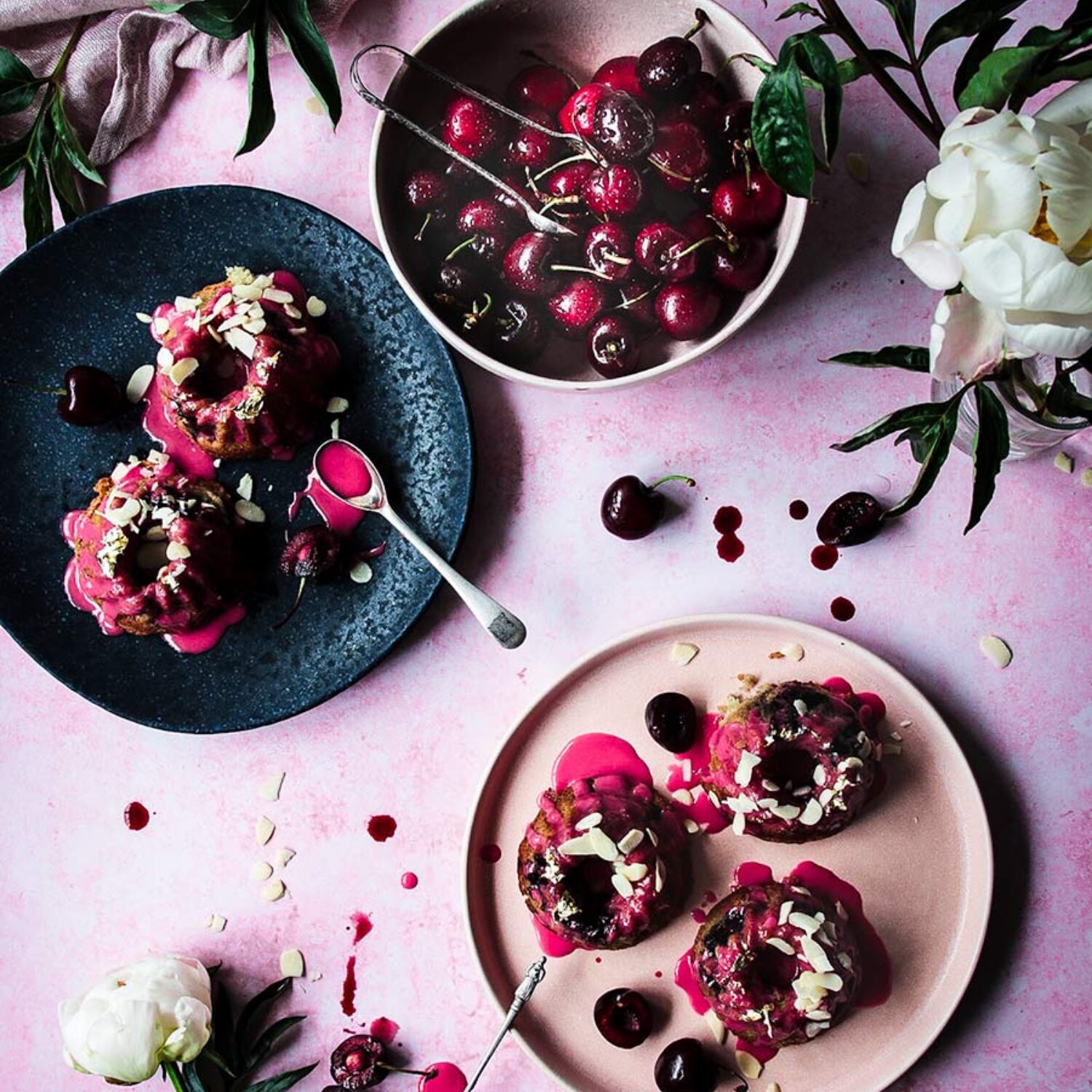 Mini Cherry Bakewell Bundt Cakes