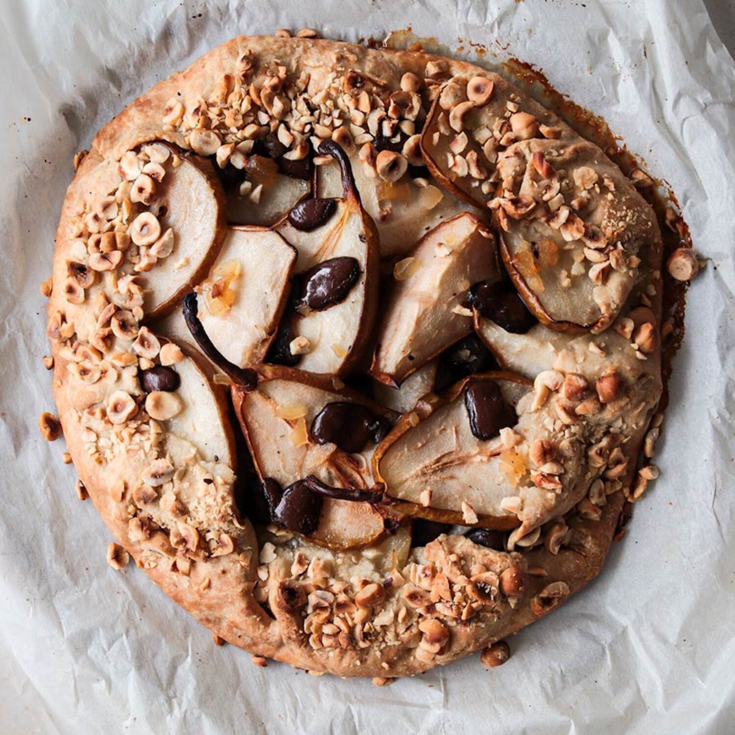 Pear, Ginger, Dark Chocolate & Hazelnut Galette