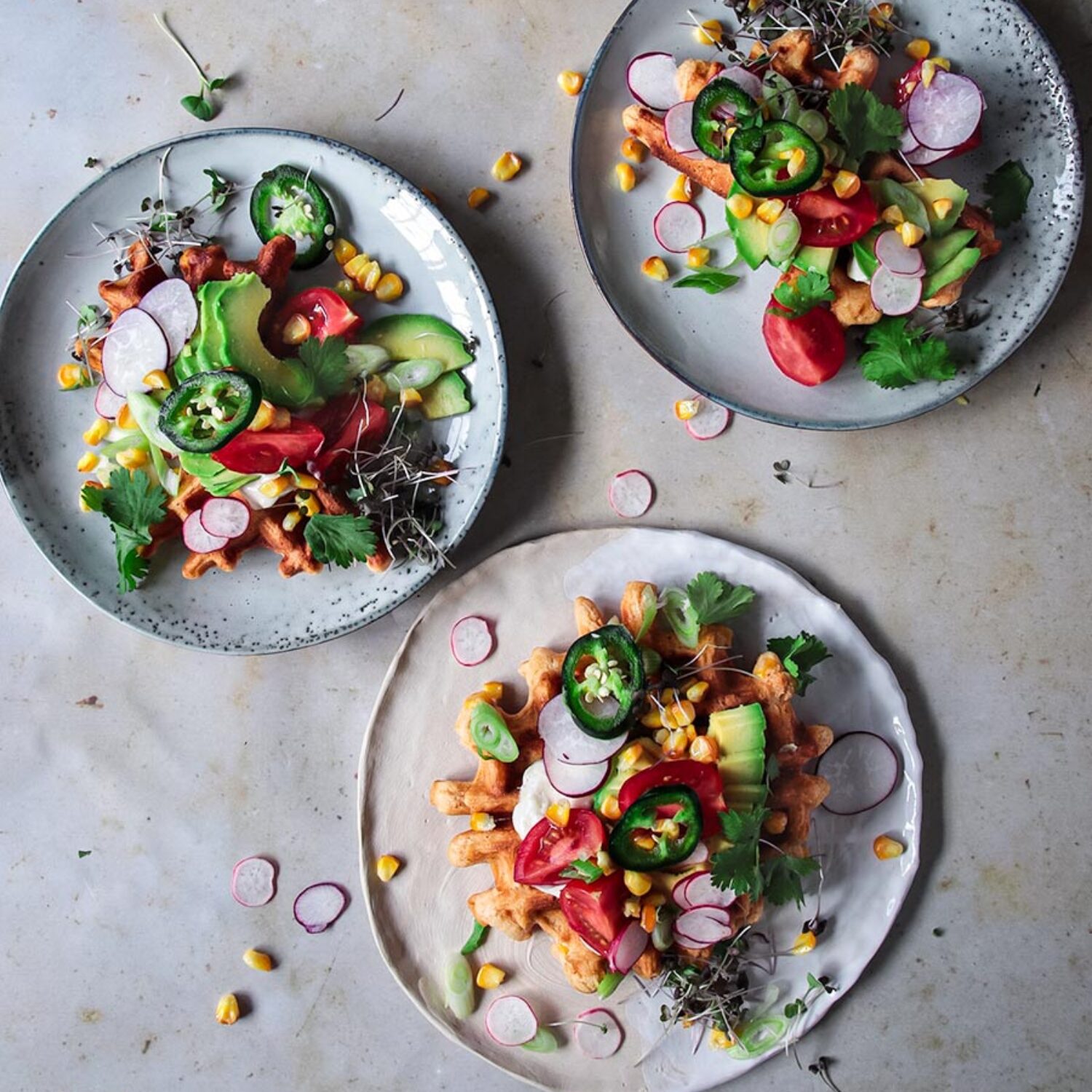 Savoury Mexican-Style Sweetcorn Waffles