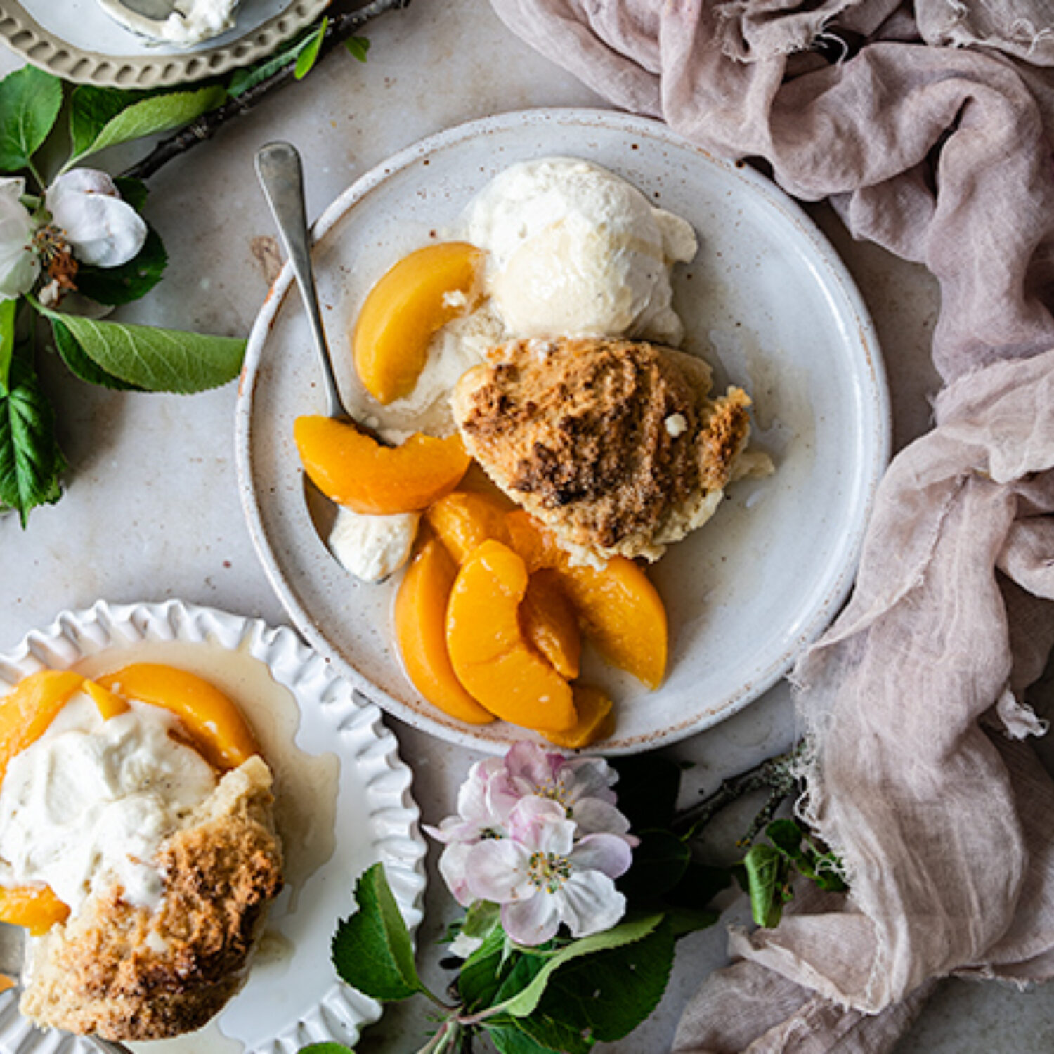 Peach & vanilla cobbler