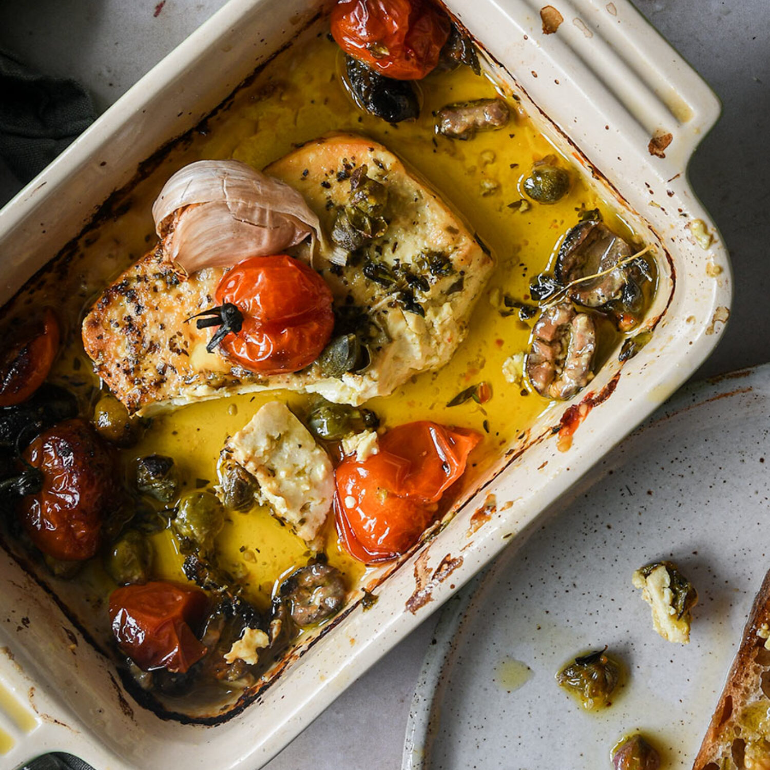 Baked marinated 'feta'