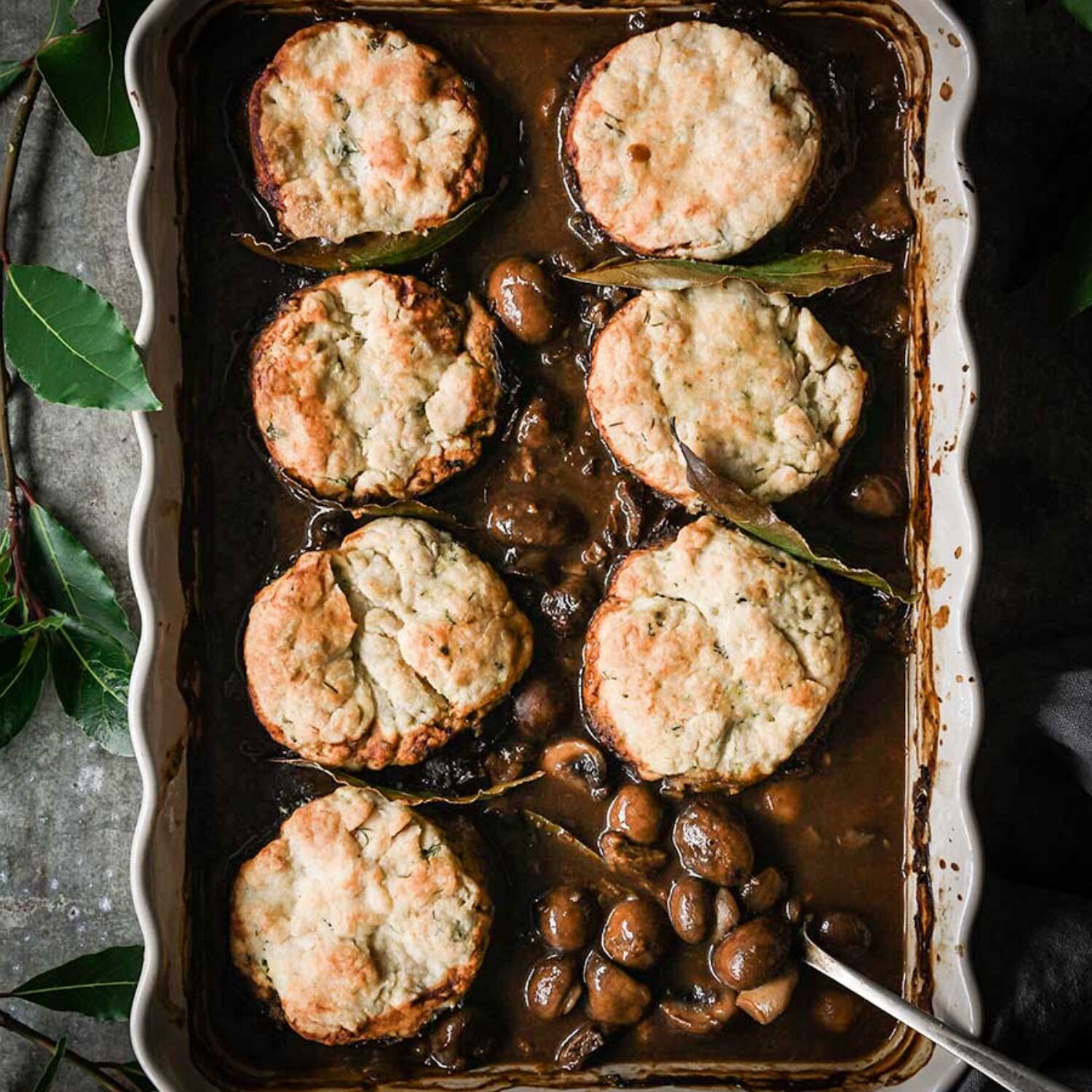 Mushroom, Pickled Walnut & Ale Cobbler